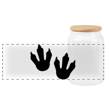 Dinosaur Footprints - Panoramic Cookie Jar with Wooden Lid - white - Front