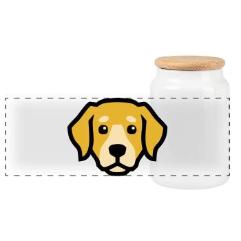 Tête de chien Golden Retriever Labrador Maman - Boîte à biscuits avec couvercle en bois - blanc - Devant
