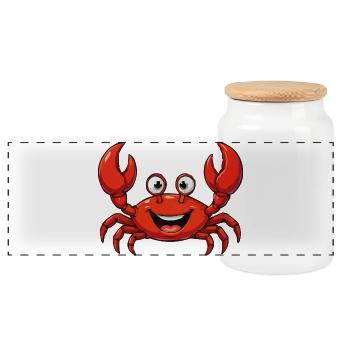 Dessin animé joyeux du crabe rouge - Boîte à biscuits avec couvercle en bois - blanc - Devant