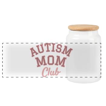 Autism Mom Club Retro Varsity Design - Panorama Keksdose mit Holzdeckel - Weiß - Vorne