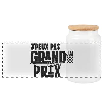 Je peux pas, j'ai Grand Prix T-shirt logo - Boîte à biscuits avec couvercle en bois - blanc - Devant