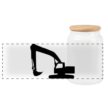 Excavator Power – Construction Life - Panoramic Cookie Jar with Wooden Lid - white - Front