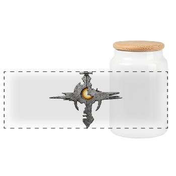 Sacred Fragment Moon – Mystic Sigil - Panoramic Cookie Jar with Wooden Lid - white - Front
