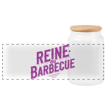 Retro Barbecue Queen Lila - Panorama Keksdose mit Holzdeckel - Weiß - Vorne