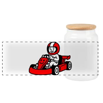 Go Kart Kids - Panoramic Cookie Jar with Wooden Lid - white - Front