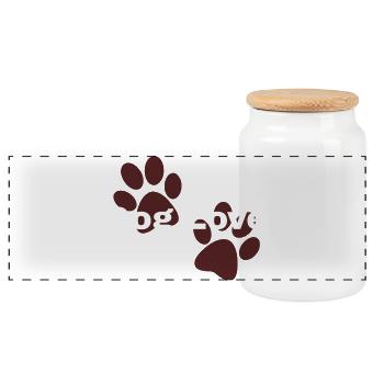 Amour du Chien – Paire Pattes - Boîte à biscuits avec couvercle en bois - blanc - Devant