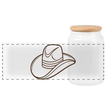 Cowboy hat - Panoramic Cookie Jar with Wooden Lid - white - Front