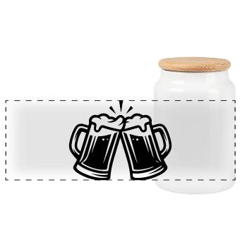Beer Toast Beer Mug - Panoramic Cookie Jar with Wooden Lid - white - Front