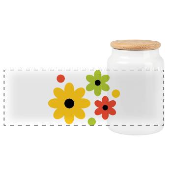 Motif de couleurs florales joyeuses - Flower Power - Boîte à biscuits avec couvercle en bois - blanc - Devant