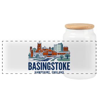 Basingstoke Hampshire Angleterre Skyline Vue de la ville - Boîte à biscuits avec couvercle en bois - blanc - Devant