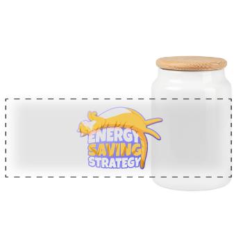 Mascotte de la stratégie d’économie d’énergie - Boîte à biscuits avec couvercle en bois - blanc - Devant