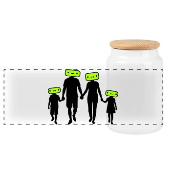 Familie Silhouette Liebe Kinder Eltern Mama Papa - Panorama Keksdose mit Holzdeckel - Weiß - Vorne