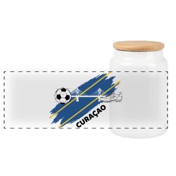 Curaçao Football Maillot Supporter Curacao Soccer - Boîte à biscuits avec couvercle en bois - blanc - Devant