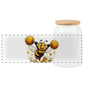 Biene Honig Imker Honigwabe Blumen Wiese Insekt - Panorama Keksdose mit Holzdeckel - Weiß - Vorne