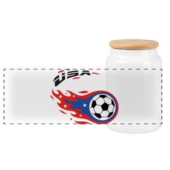 Football Soccer USA Fireball Comet Fanshirt - Panorama Keksdose mit Holzdeckel - Weiß - Vorne
