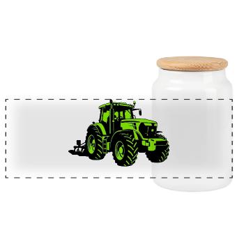 Tracteur - Agriculteur - Boîte à biscuits avec couvercle en bois - blanc - Devant