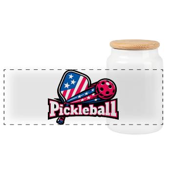 Drapeau patriotique de pickleball qui éclate - Boîte à biscuits avec couvercle en bois - blanc - Devant