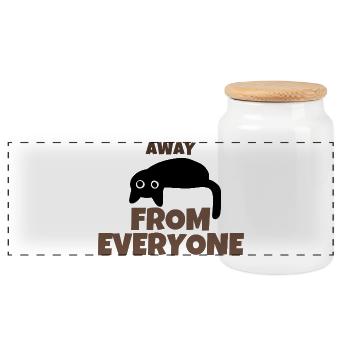 Loin de tout le monde Chat noir introverti drôle rétro - Boîte à biscuits avec couvercle en bois - blanc - Devant