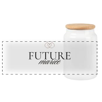 Future mariée - Boîte à biscuits avec couvercle en bois - blanc - Devant
