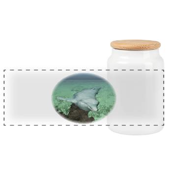 Dolphin in coastal waters - Panoramic Cookie Jar with Wooden Lid - white - Front