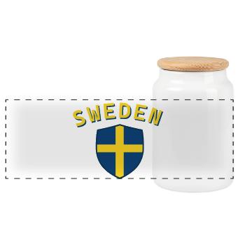Sweden - Panoramic Cookie Jar with Wooden Lid - white - Front