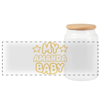 Cadeau pour Amanda - Boîte à biscuits avec couvercle en bois - blanc - Devant