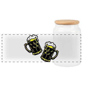 Chope à bière Icône de la bière - Boîte à biscuits avec couvercle en bois - blanc - Devant