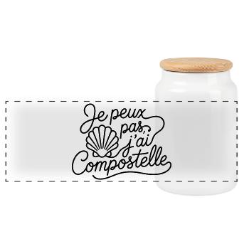 Je peux pas j'ai Compostelle - Boîte à biscuits avec couvercle en bois - blanc - Devant
