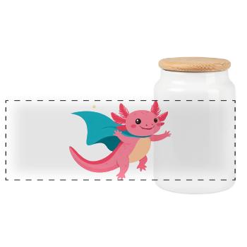 Super-héros Axolotl Rose - Enfants du design de comics mignons - Boîte à biscuits avec couvercle en bois - blanc - Devant