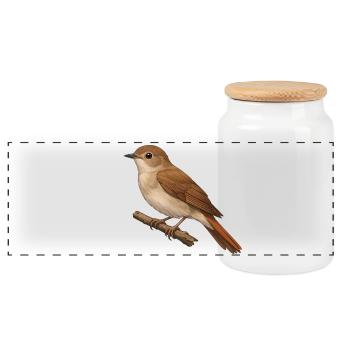 Nightingale - Panoramic Cookie Jar with Wooden Lid - white - Front