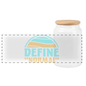 Define Normal Funny Sarcastic Definition Graphic - Panoramic Cookie Jar with Wooden Lid - white - Front