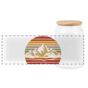 Hiking Mountain Trail Backpacking Outdoors Poaching - Panoramic Cookie Jar with Wooden Lid - white - Front