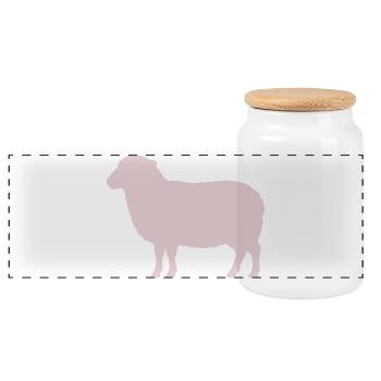 Silhouette de mouton pastel - Boîte à biscuits avec couvercle en bois - blanc - Devant