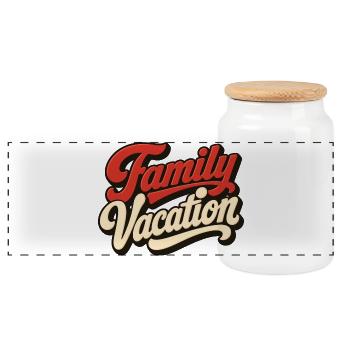 family vacation - Panoramic Cookie Jar with Wooden Lid - white - Front
