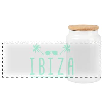 Ibiza Palm Tree Sunglasses - Panoramic Cookie Jar with Wooden Lid - white - Front