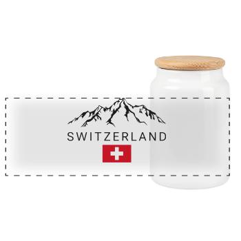 T-shirt Suisse Montagne Drapeau Alpes - Boîte à biscuits avec couvercle en bois - blanc - Devant