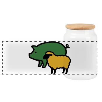 Icône de la ferme de porcs et de moutons - Boîte à biscuits avec couvercle en bois - blanc - Devant