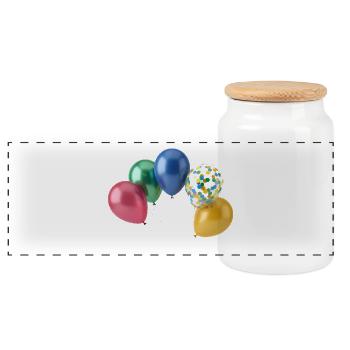 Colorful Balloons - Panoramic Cookie Jar with Wooden Lid - white - Front
