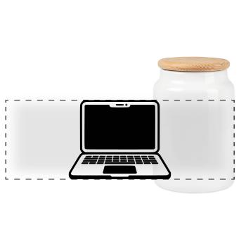 laptop - Panoramic Cookie Jar with Wooden Lid - white - Front