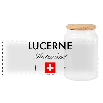 Lucerne, Suisse, Coordonnées Souvenir de voyage - Boîte à biscuits avec couvercle en bois - blanc - Devant