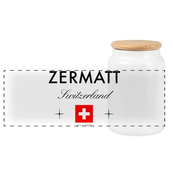 Coordonnées de Zermatt, Suisse Souvenir de voyage - Boîte à biscuits avec couvercle en bois - blanc - Devant