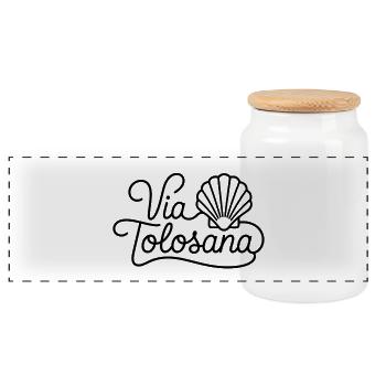 Via Tolosana Camino de Santiago  - Boîte à biscuits avec couvercle en bois - blanc - Devant