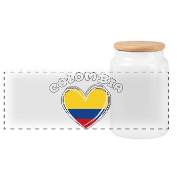 Colombian Flag Colombia Heart Patriotic - Panoramic Cookie Jar with Wooden Lid - white - Front