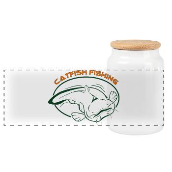Fische_002_catfish_fishing_001 - Boîte à biscuits avec couvercle en bois - blanc - Devant