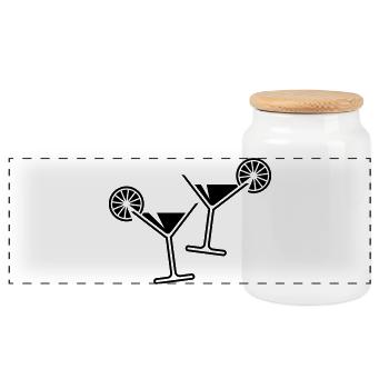 2 Cocktail Glasses / Cocktail / Martini + (Black) - Panoramic Cookie Jar with Wooden Lid - white - Front
