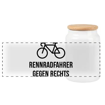 Rennradfahrer Gegen Rechts (Radfahrer Rennrad / B) - Panorama Keksdose mit Holzdeckel - Weiß - Vorne