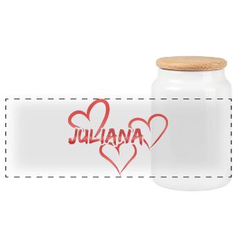Vorname Juliana - Panorama Keksdose mit Holzdeckel - Weiß - Vorne