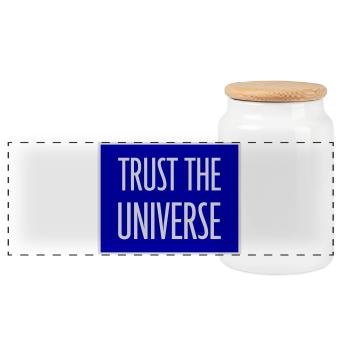 Trust The Universe Spirituell Universum Zitat Logo - Panorama Keksdose mit Holzdeckel - Weiß - Vorne