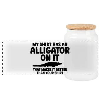 Lustiges Alligator Statement - Panorama Keksdose mit Holzdeckel - Weiß - Vorne