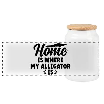 Home Is Where My Alligator Is - Panorama Keksdose mit Holzdeckel - Weiß - Vorne